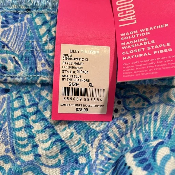 Lilly Pulitzer linen shorts with front and back pockets